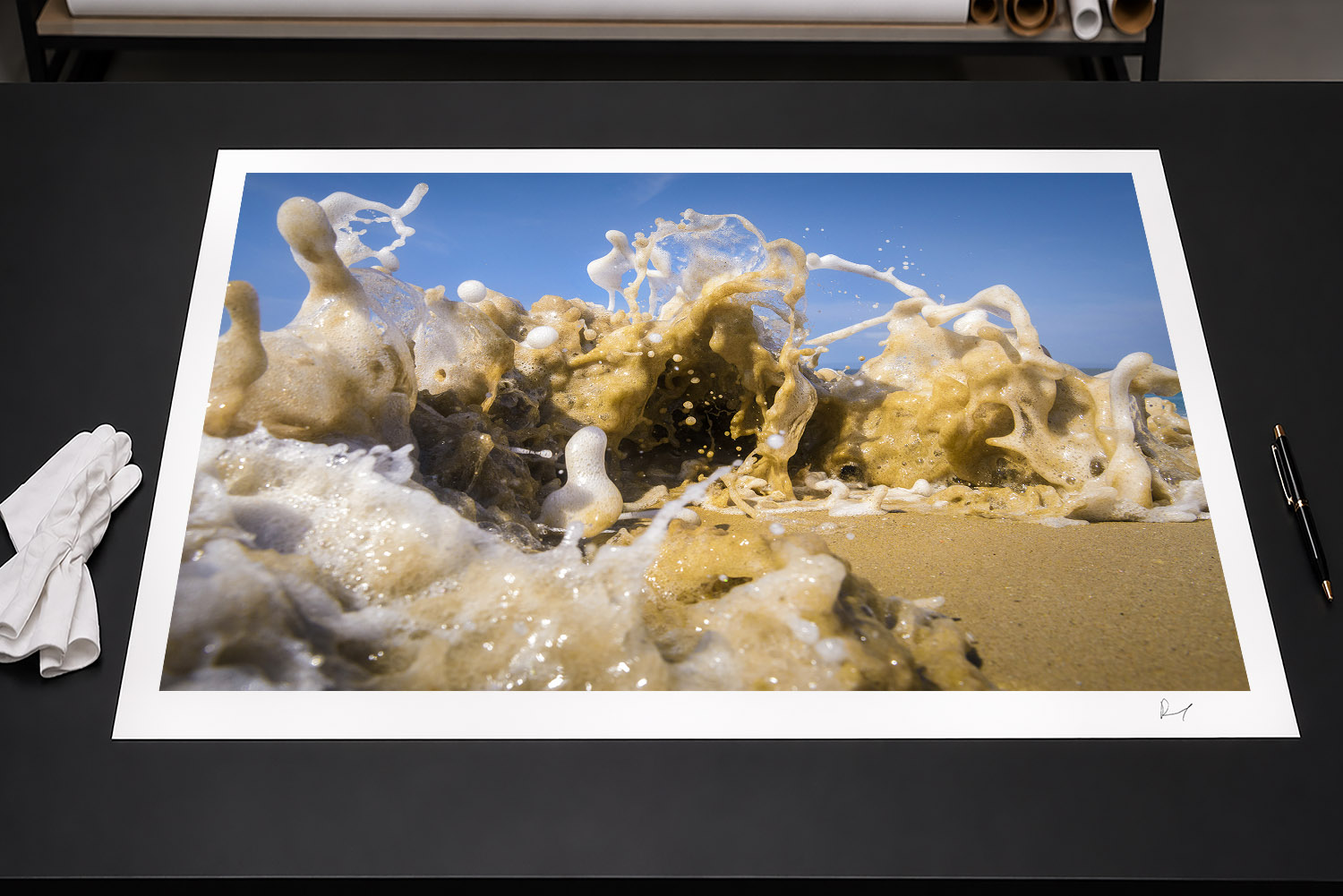 Sandy ocean wave and sea foam photographic print from the South Coast of New South Wales, Australia, captured in daylight