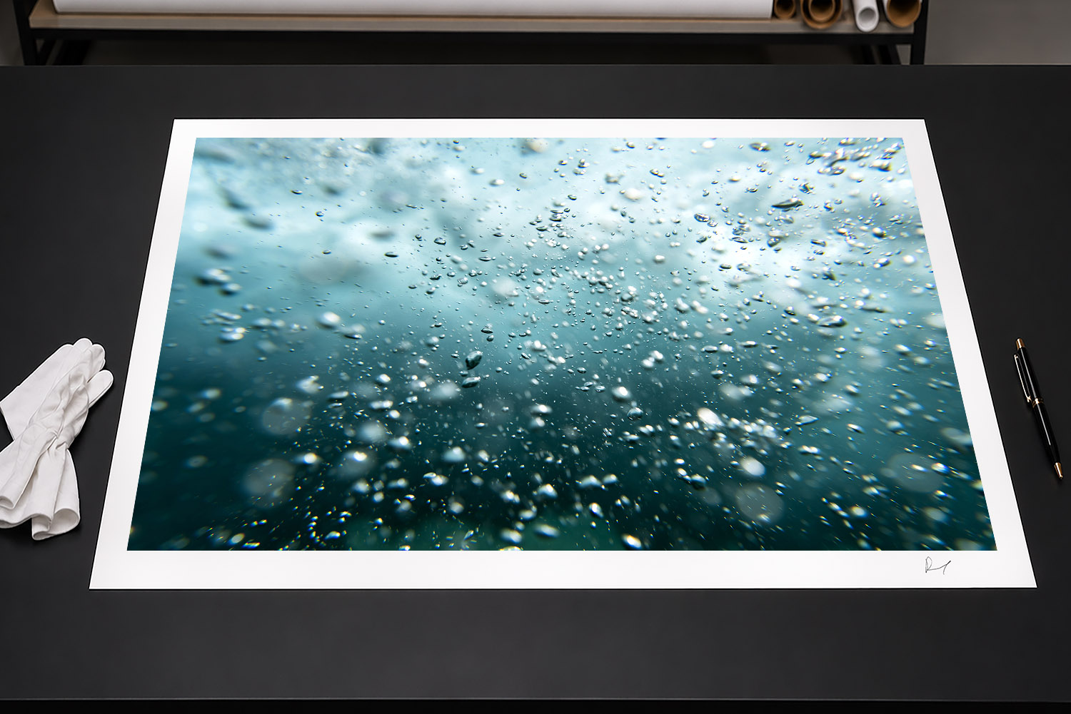 Fine art photographic print of underwater ocean bubbles beneath a breaking wave at Tamarama Beach, Sydney, Australia