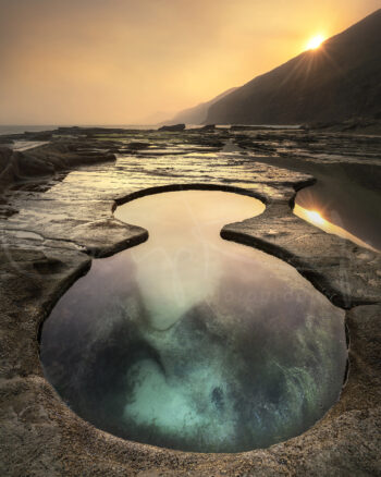 Figure Eight Pools at sunset in Royal National Park, NSW, Australia, captured as fine art coastal landscape photography.