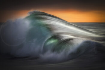 Turquoise ocean waves at sunrise on the South Coast of New South Wales, Australia, in abstract fine art seascape photography