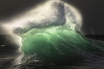 Emerald ocean wave exploding in morning light on the South Coast of New South Wales, fine art ocean photography.