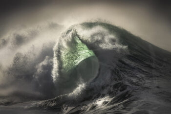 Powerful emerald wave breaking at sunrise on the South Coast of New South Wales, fine art ocean photography.