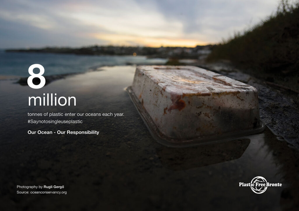 Our Ocean - Our Responsibility - Visual message about the impact of plastic pollution and the importance of ocean protection.
