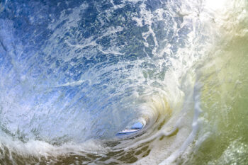Breaking wave viewed from inside the tube at Byron Bay, Australia, ocean fine art photography