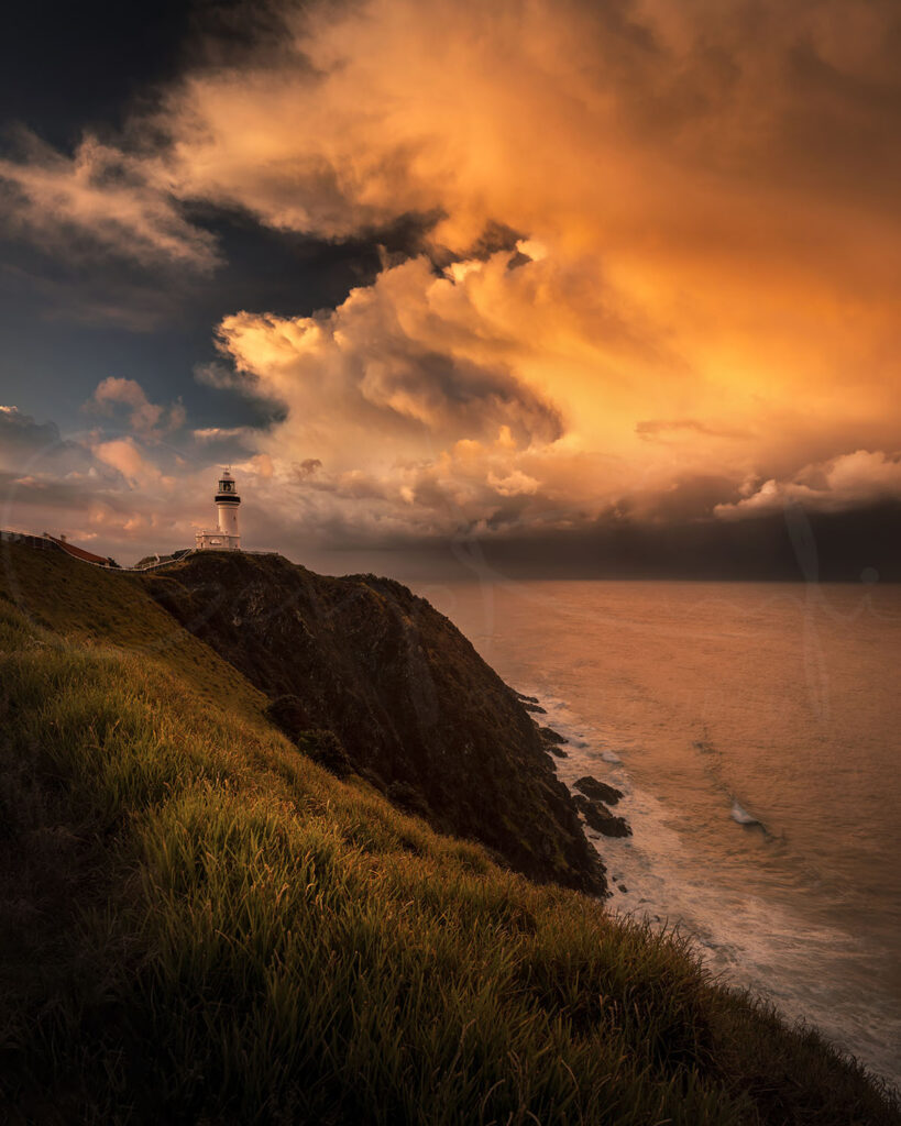 Silent Hill – An unforgettable sunset at Cape Byron Lighthouse, captured during a rare storm in Byron Bay