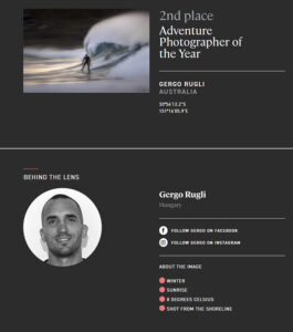 Award: Ocean Photography Awards 2025 / Adventure Photographer of the Year / – 2nd Place - Gergo Rugli