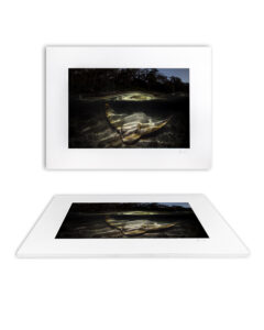 Award-winning photograph of an eagle ray gliding after sunset on the South Coast of New South Wales, presented as a fine art print.