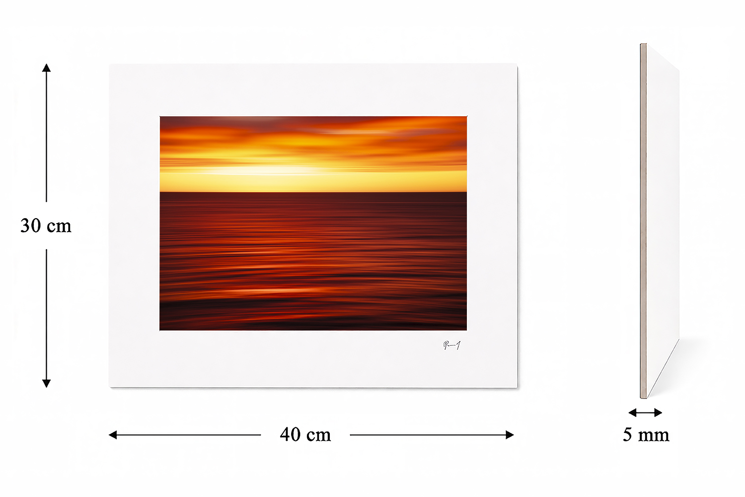 30 × 40 cm mounted fine art print featuring an artistic motion-blur sunrise over the ocean at Bondi Beach, Sydney.