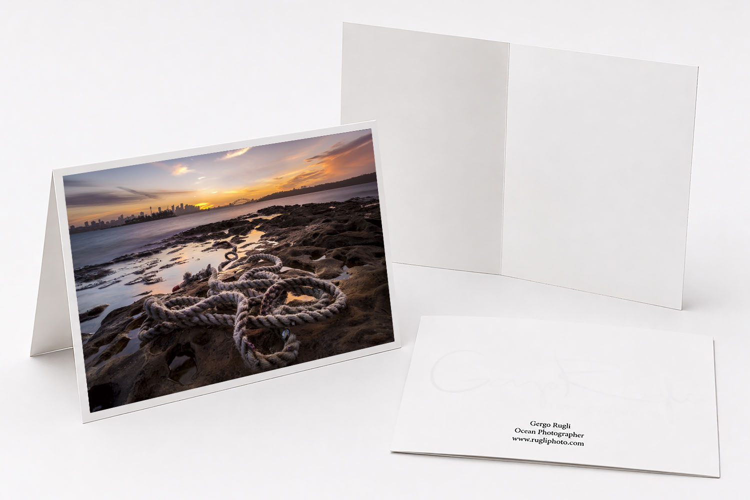 Sydney Harbour sunset greeting card featuring original fine art photography from Milk Beach.